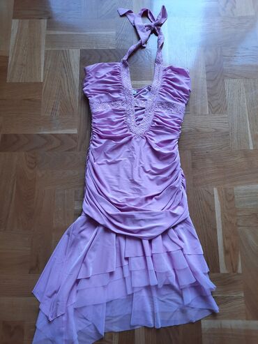 haljina je lan acrylic i elastin: Bоја - Ljubičasta, Drugi stil, Na bretele