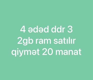Sərt disklər (HDD): Operativ yaddaş (RAM) 2 GB, 1333 Mhz, DDR3, PC üçün, İşlənmiş