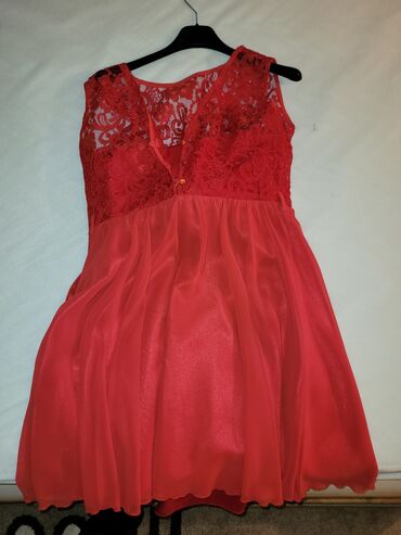 lepršava svečana haljina: L (EU 40), bоја - Crvena, Večernji, maturski, Drugi tip rukava
