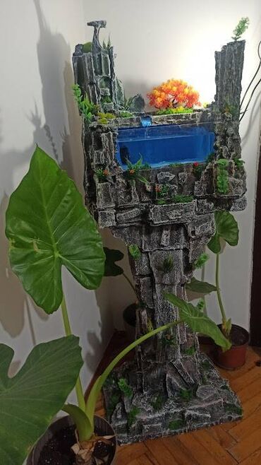 Akvariumi: Dekorativna fontana–akvarijum na postolju, unikatni ručni rad u stilu — 2