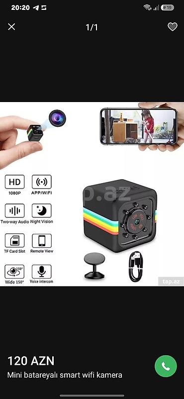 Видеонаблюдение: Mini batareyalı smart Wi‑Fi kamera - Video: Full HD 1080p - Geniş — 6