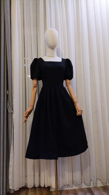 женские черные рубашки: Повседневное платье, Миди