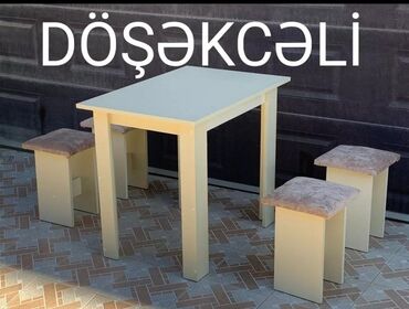 kuxna üçün stol stul: Mətbəx üçün, Yeni, Dördbucaq masa, 4 stul