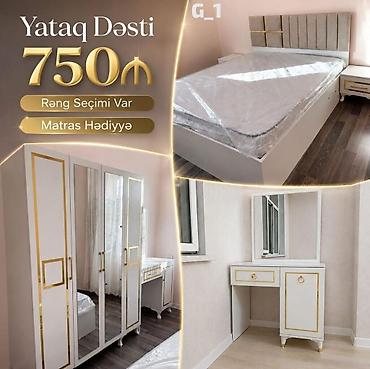 masa dəstləri: Yataq Dəsti – 750₼ • Rəng seçimi var • Matras hədiyyə Komplektə — 1