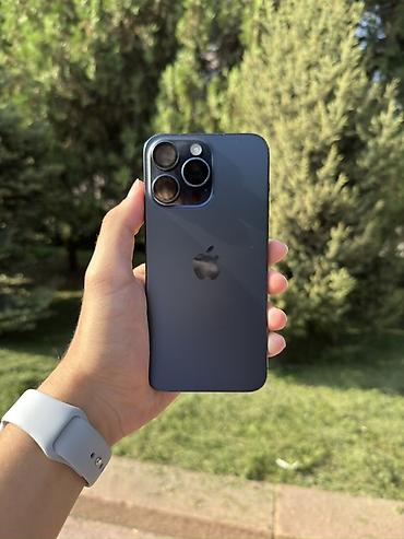 IPhone 15 Pro Max, Б/у, 256 ГБ, Blue Titanium, Зарядное устройство, Защитное стекло, Чехол, 88 %
