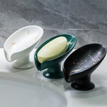 sabun bazasi satilir: Seramik yaprak şekli sabun kutusu drenaj sabunluk banyo duş sabunluk