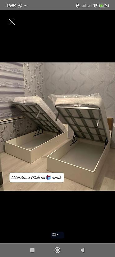 İki ədəd açılıb-bağlanan saxlama bölməli tək nəfərlik baza və matras