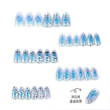 diamond: Set presovanih noktiju – Nail Art kolekcija “Ice Blue Chrome” - — 4
