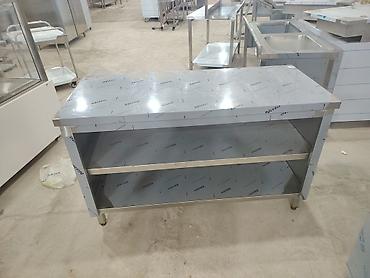 Нержавейки: Paslanmayan poladdan iş masası (iki rəfli) - Material: tam — 3