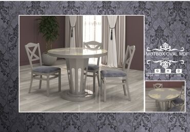 купить круглый стеклянный стол на кухню: Metbex Oval MDF masa (açilmayan) Fabrik istehsalı mebellərin topdan