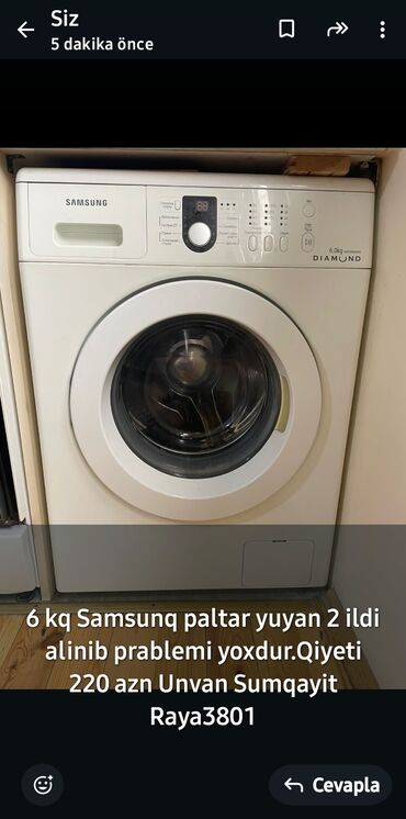 kondisioner 2 ci əl: Стиральная машина Samsung, 6 кг, Автомат, Без сушки, Нет кредита