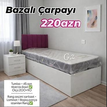 yorğan doşək: Bazalı tək çarpayı – ölçü: 200×90 sm. - Daxili baza: qalxan — 6