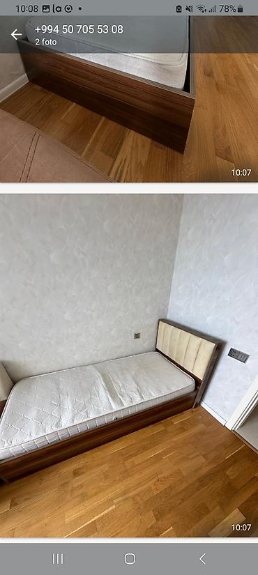Ev üçün mebel: Bir nəfərlik çarpayı və döşək dəsti - Ölçü: təxmini 90x190 sm (tək — 2