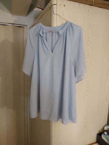 Shirts, blouses and tunics: H&M, 3XL (EU 46), Single-colored, color - Light blue