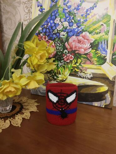 Qələm qabları: Karandaş qabı Minyonəl işidir . Ручная вязка карандашница Миньон, на — 9