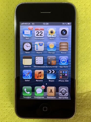 Apple iPhone: IPhone 3GS, Б/у, Черный, Зарядное устройство, Кабель, Коробка, 90 %