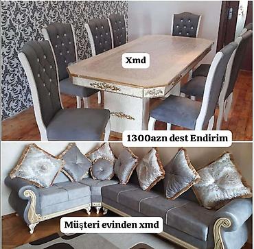 kreditle xalca satisi: Klassik üslubda yemək otağı və künc divan dəsti - Yemək masası — 1