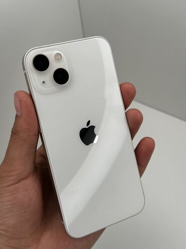 телефон ай: IPhone 13, Колдонулган, 128 ГБ, Ак, Коргоочу айнек, Каптама, Кабель, 1004 %