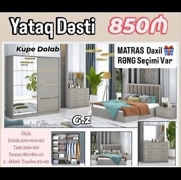 termo panel: Yataq dəsti – müasir dizayn, yumşaq boz tonlarda. Komplektə daxildir — 1