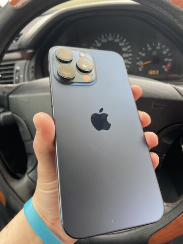 5 000 сомов только телефон доставка: IPhone 15 Pro Max, Б/у, 256 ГБ, Blue Titanium, Чехол, Кабель, Коробка, 87 %