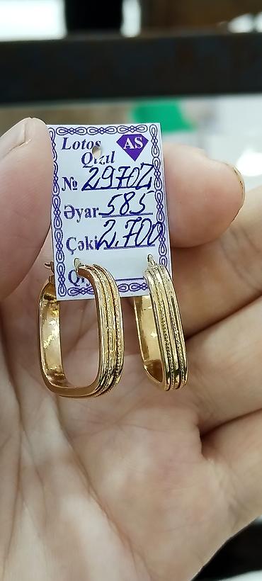Aksesuarlar: Sırğa, Sarı qızıl, 585 Əyar, 2700 g — 3
