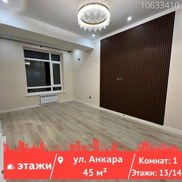 продаю однокомнатную квартиру в бишкеке: 1 комната, 45 м², Индивидуалка, 13 этаж