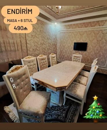 Masa və oturacaq dəstləri: Mətbəx üçün, Yeni, Açılan, Dördbucaq masa, 4 stul — 16