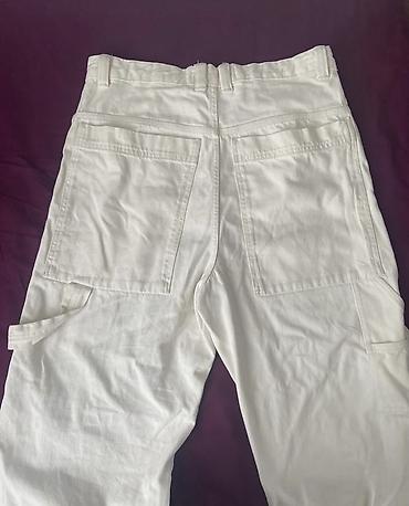 qaqa şalvarı: Bol kəsim Şalvar, Bershka, L, rəng - Ağ — 2