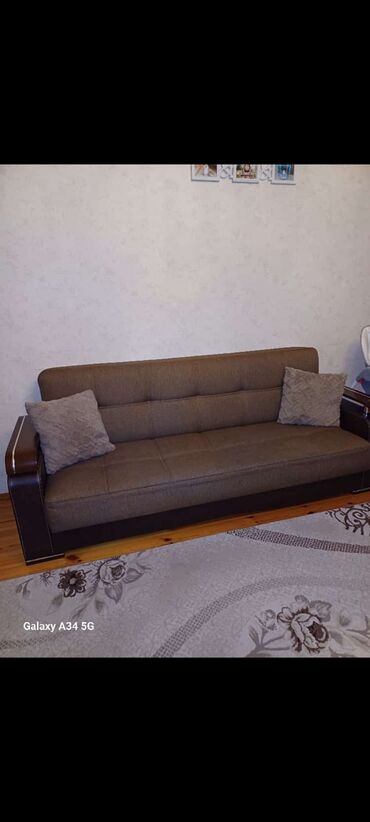 диван и 2 кресла мягкая мебель: Б/у, Диван, С подъемным механизмом, Раскладной
