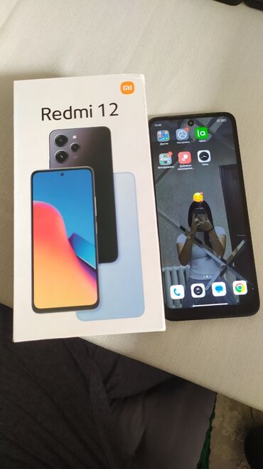 телефон сяоми: Redmi, Redmi 12, Б/у, 128 ГБ, цвет - Черный, 2 SIM