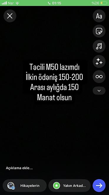 turan m50: Elan: M50 model axtarılır Təcili M50 lazımdır. Şərtlər: - İlkin — 1