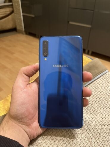 Samsung: Samsung Galaxy A7 2018, 64 GB, rəng - Göy, Barmaq izi