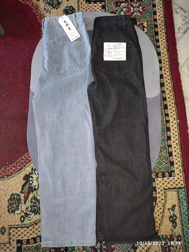 джинсы с начесом: Повседневные брюки, Прямые, Китай, Высокая талия, Осень-весна, L (EU 40), XL (EU 42), 2XL (EU 44)