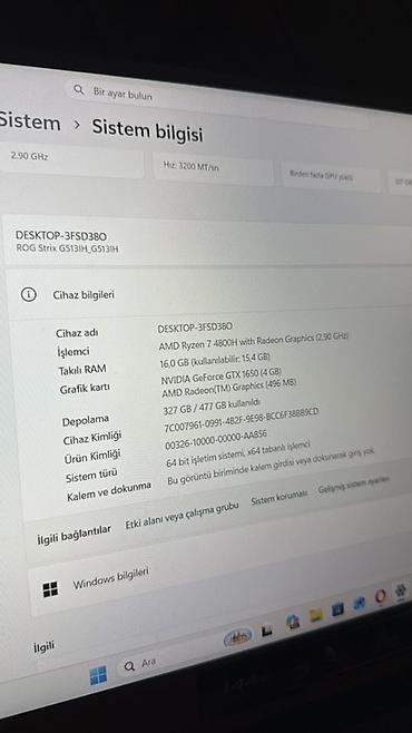 asus notebook: ASUS ROG Strix G15 (G513IH) - Prosessor: AMD Ryzen 7 4800H (8 nüvə — 2