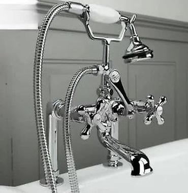 Slavine: Britanski „telephone style” set za kadu – slavina sa ručnom tuš — 15