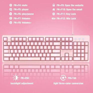 Колонки, гарнитуры и микрофоны: Механическая клавиатура Onikuma G25 white pink Клавиатура двойного