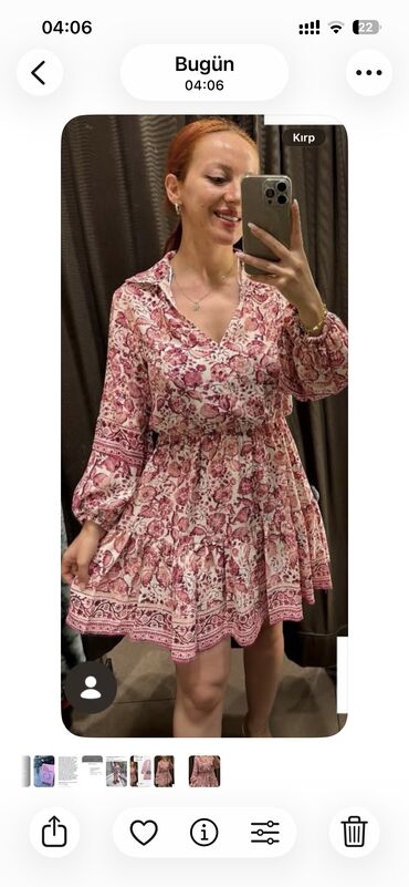 Açıqcalar: Etiketli teze Zara, uzunqol, güllü printli don
M razmer — 1