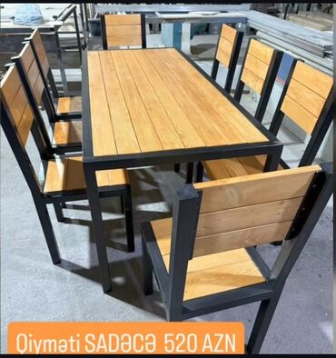 stul metbex: Mətbəx üçün, Açılmayan, Dördbucaq masa, 8 stul