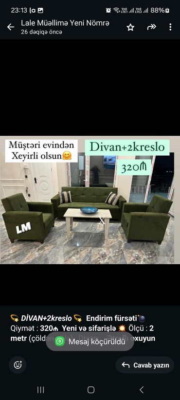 uqlavoy divanlar 2019: 💫 _*DİVAN+2kreslo*_ 💫 *Endirim fürsəti💣* Qiymət : *320₼* *Yeni və