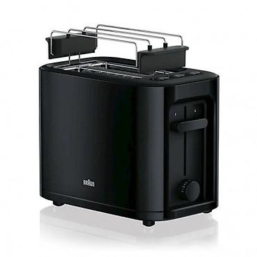 blender ucuz: Braun PurEase HT 3010 BK Toster – 1000 W, 2 bölmə, 7 qızartma — 1