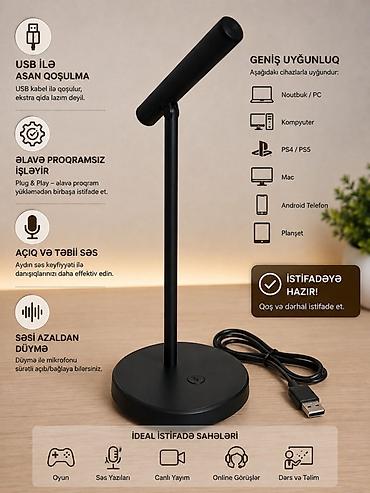 səs yazan yüklə: USB mikrofon – Plug & Play Xüsusiyyətlər: - USB ilə asan qoşulma — 1