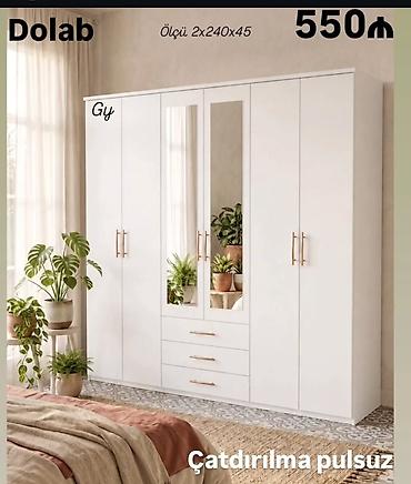 şüşə qapıların qiyməti: Ağ rəngli çoxfunksiyalı paltar dolabı - Ölçü: 2×240×45 - Geniş 6 — 1