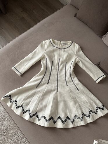 вечернее белое платье: Вечернее платье, Короткая модель, Полиэстер, С рукавами, S (EU 36)