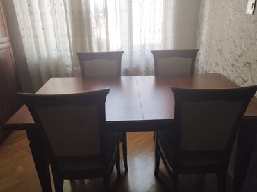 кухонный гарнитур бу: Для гостиной, Б/у, Раскладной, Прямоугольный стол, 6 стульев