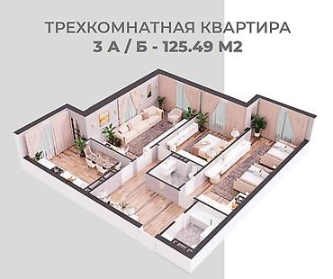 Продажа квартир: 3 комнаты, 126 м², Южная Магистраль Элитка, 16 этаж, ПСО (под самоотделку) — 3