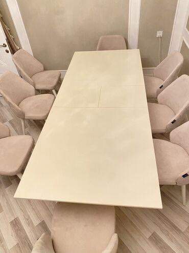 masa ve oturacaqlar: Qonaq otağı üçün, Açılan, Dördbucaq masa, 8 stul