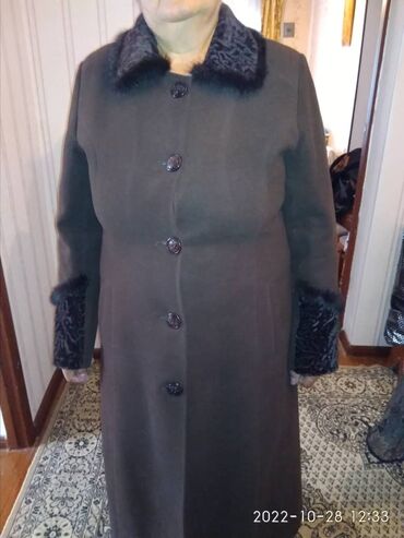 каракуль пальто: Пальто, Классика, Зима, Кашемир, Длинная модель, 2XL (EU 44)