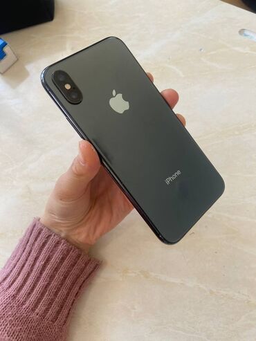 iphone x цена в бишкеке: IPhone X, Б/у, 64 ГБ, Черный, Защитное стекло, Чехол, 77 %