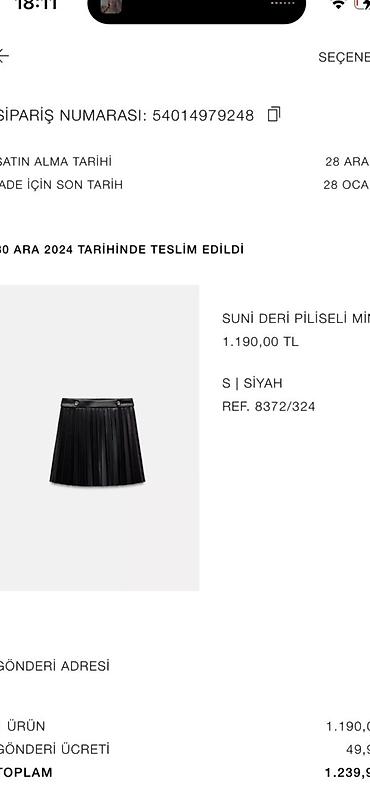 lalafo deri etek: Midi Ətək, Zara, Dəri, M — 3