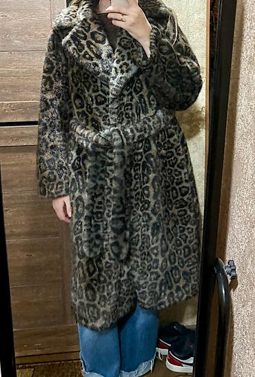 leopard 5: Шуба, По колено, Леопардовый принт, 2XL — 2
